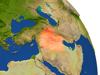 Image showing Map of Iraq in red