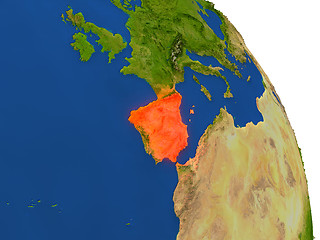 Image showing Map of Spain in red