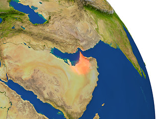 Image showing Map of United Arab Emirates in red