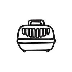 Image showing Pet carrier box sketch icon.