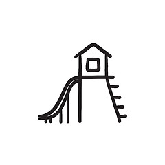 Image showing Playhouse with slide sketch icon.