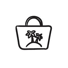 Image showing Beach bag sketch icon.