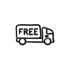 Image showing Free delivery truck sketch icon.