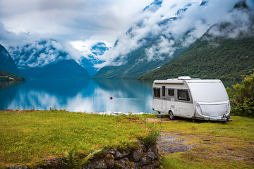 Image showing Family vacation travel RV, holiday trip in motorhome