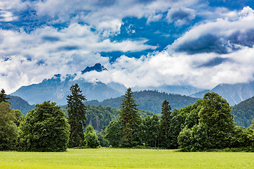 Image showing Beautiful natural landscape of the Alps. Forggensee and Schwanga