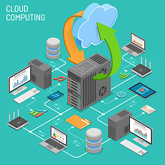 Image showing Data Network Cloud Computing Technology Isometric