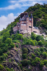 Image showing An old castle in the hillside on the Rhine