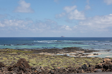 Image showing Along the seafront north of Lanzarote.