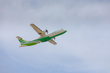 Image showing ARECIFE, SPAIN - APRIL, 16 2017: ATR 72 of Binter with the regis