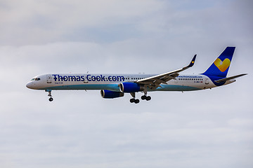 Image showing ARECIFE, SPAIN - APRIL, 15 2017: Boeing 757-300 of ThomasCook.co