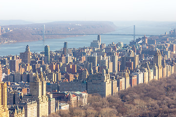 Image showing Aerial view of Upper West Side and George Washington Bridge