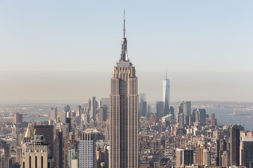 Image showing New York City Manhattan downtown skyline.