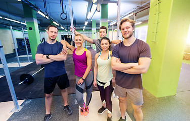 Image showing group of happy friends in gym