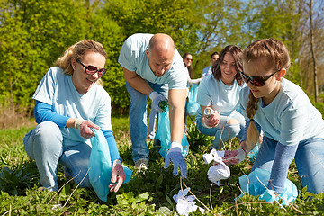 Image showing volunteers with garbage bags cleaning park area