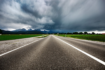 Image showing Road leading into a storm - Forggensee and Schwangau, Germany Ba