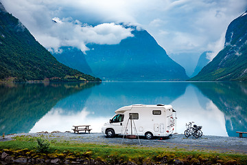 Image showing Family vacation travel RV, holiday trip in motorhome