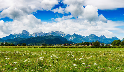 Image showing Beautiful natural landscape of the Alps. Forggensee and Schwanga