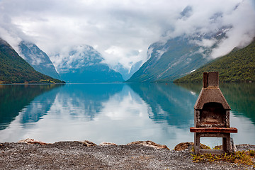 Image showing lovatnet lake Beautiful Nature Norway.