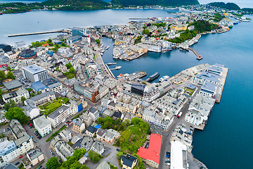 Image showing City of Alesund Norway Aerial footage