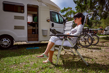 Image showing Family vacation travel, holiday trip in motorhome RV