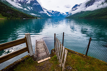 Image showing lovatnet lake Beautiful Nature Norway.