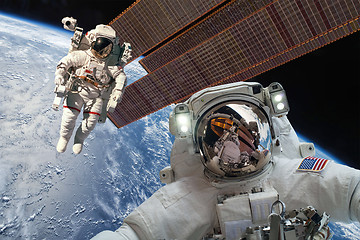 Image showing International Space Station and astronaut.