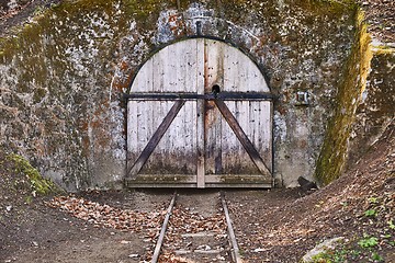 Image showing Aged wooden gate