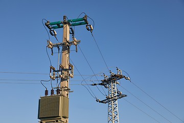 Image showing Electric line with transformer