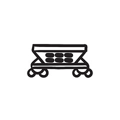 Image showing Cargo wagon sketch icon.