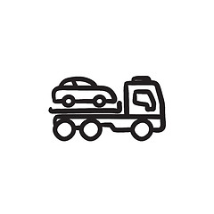 Image showing Car towing truck sketch icon.