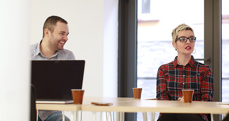 Image showing Group of young people meeting in startup office