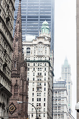 Image showing New York City, Lower Manhattan, skyscrapers on Broadway street.