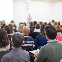 Image showing Woman giving presentation on business conference.