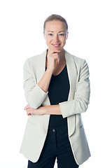 Image showing Business woman standing against white background.