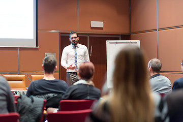 Image showing Speaker Giving a Talk at Business Meeting.