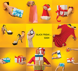 Image showing The collage about black friday and sale concept