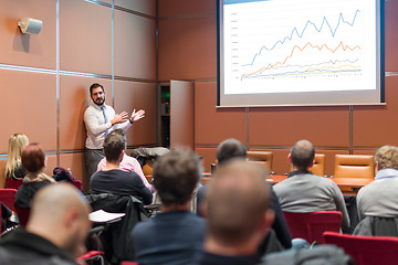 Image showing Speaker Giving a Talk at Business Meeting.