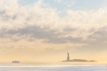 Image showing Staten Island Ferry and Statue of Liberty.