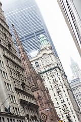 Image showing New York City, Lower Manhattan, skyscrapers on Broadway street.