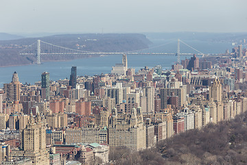 Image showing Aerial view of Upper West Side and George Washington Bridge