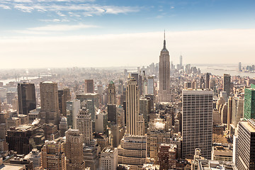 Image showing New York City Manhattan downtown skyline.