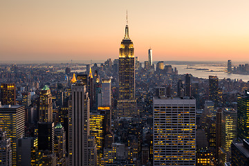 Image showing New York City Manhattan downtown skyline.