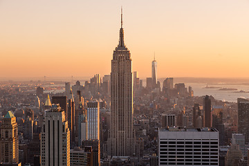 Image showing New York City Manhattan downtown skyline.