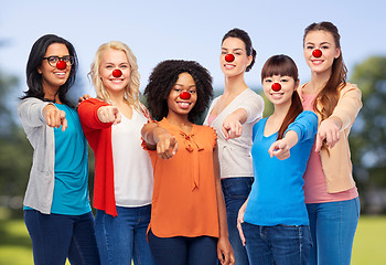 Image showing group of women pointing finger at red nose day