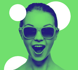 Image showing happy amazed teenage girl in sunglasses