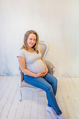 Image showing Beautiful pregnant woman sitting