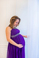 Image showing Beautiful pregnant woman standing