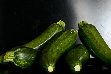 Image showing Group of zucchini (zucchetti, courgettes)