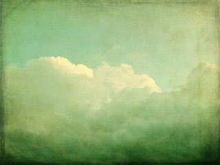 Image showing Green vintage sky and clouds background