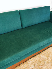 Image showing Retro style simple green sofa